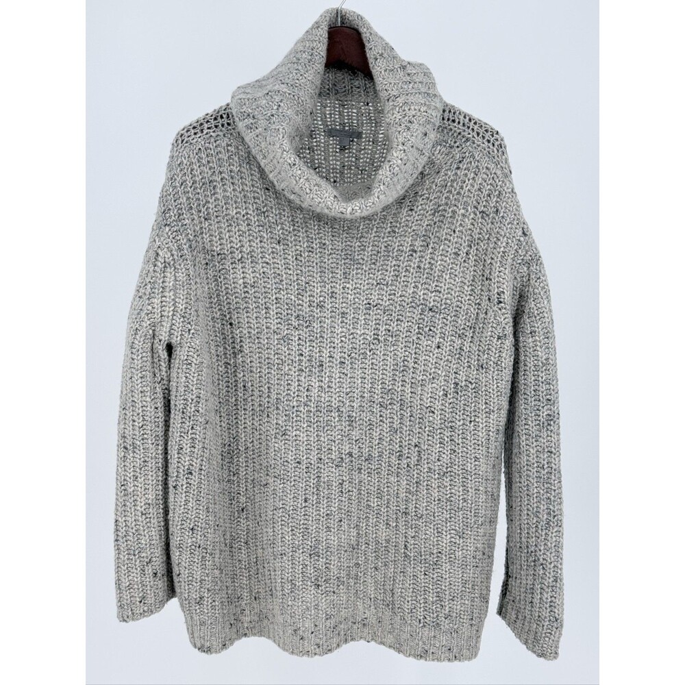 COS Chunky Knit Roll Neck Sweater Womens M Gray Speckled Wool Blend Minimalist